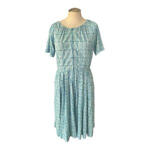 Vintage Shelton Stroller Blue Print Dress Size 16